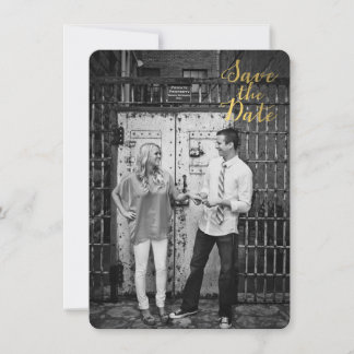 Invitation Blanc & Or Typographie Cursive pour Sauvegarder la