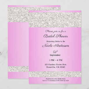 Invitation Blanc Paillettes Étincelle Rose Glamour Réception