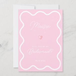Invitation Blanc rose ondulé serez-vous ma proposition de dem