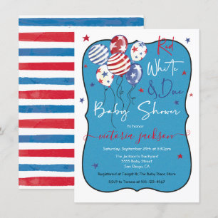 Invitation Blanc rouge et Baby shower dû