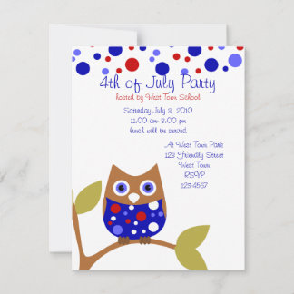 Invitation Blanc rouge et hibou Who