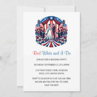 Invitation Blanc rouge et je fais patriotique 4 juillet Maria
