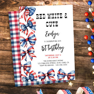 Invitation Blanc rouge et mignon Bows n'importe quel Annivers