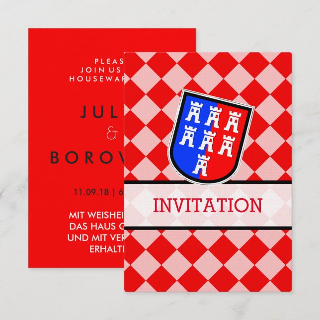 Invitation Blanc, rouge, noir (Devant / Derrière)