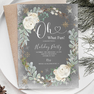 Invitation Blanc Silver Élégant Noël Vacances hiver