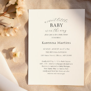 Invitation Blanc Simple Minimaliste Doux Petit Baby shower