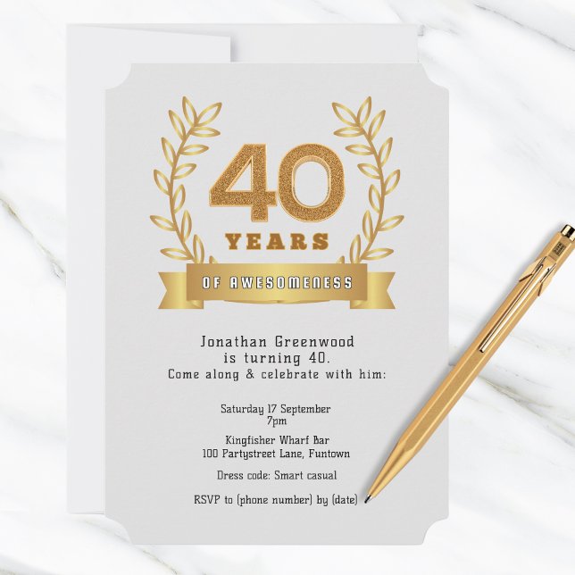 Invitation Blanc standard "40 ans de convivialité" (Créateur téléchargé)