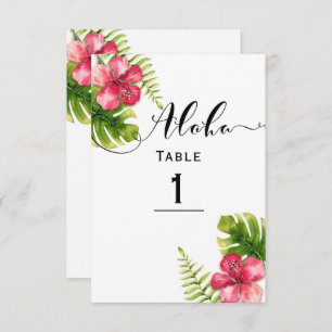 Invitation Blanc Tropical Hibiscus Chic Mariage Numéro de tab