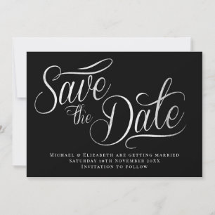Invitation Blanc Typo Moderne Noir Enregistrer La Date
