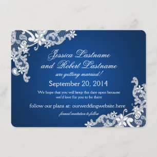 Invitation Blanc Vintage Dentelle Enregistrer la Date