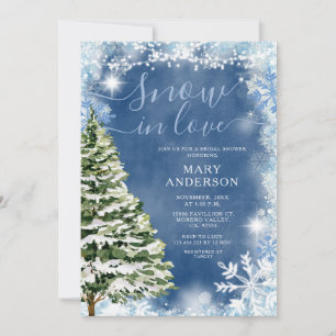 Invitation Blanche Bleu neige en amour Fête des mariées À feu