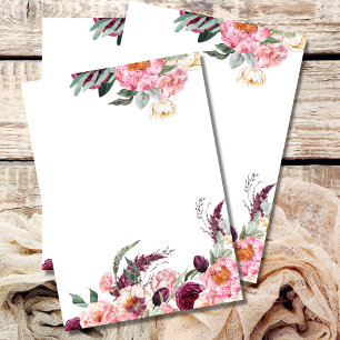 Invitation blanche Blush Pink Burgundy Peony Rose