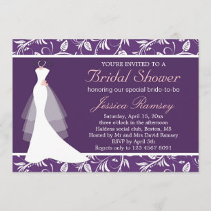 Invitation blanche de Fête de la mariée de robe de