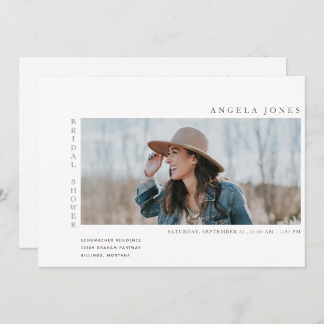 Invitation blanche de la mariée moderne de deux ph (Devant / Derrière)