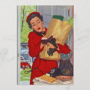 Invitation blanche de la Vintage dame Burbs occupé