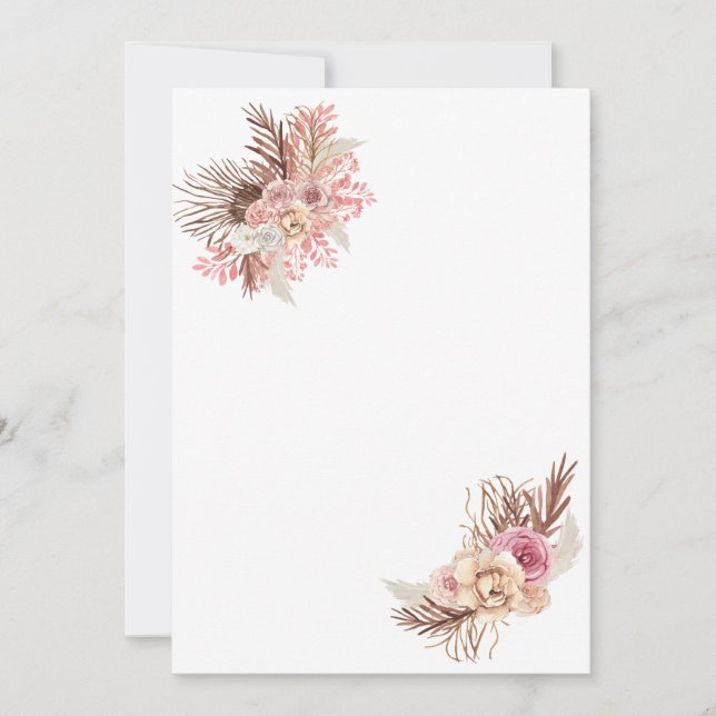 Invitation blanche do-it-yourself Boho Dusty Rose  (Devant)
