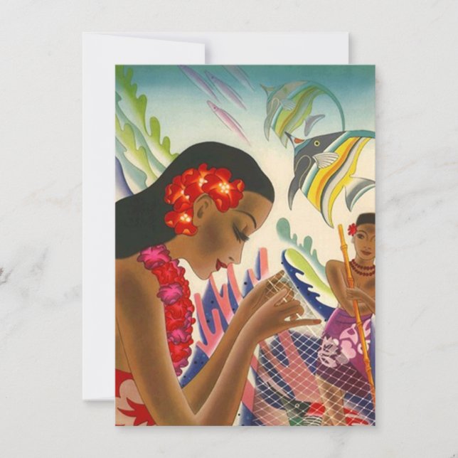 Invitation blanche Invitation Tiki Tropical Luau (Devant)