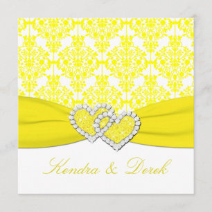Invitation blanche jaune de douche de couples de