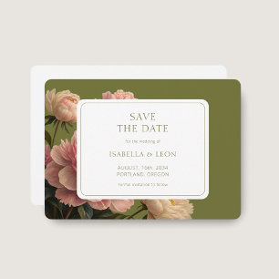 Invitation BLANCHE Mariage Rose Vintage vert olive