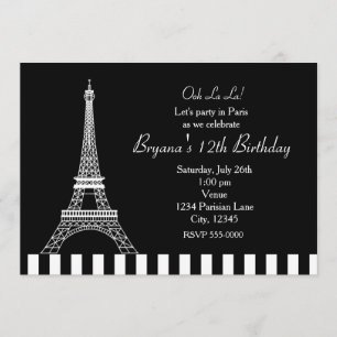Invitation blanche noire de partie de Paris de