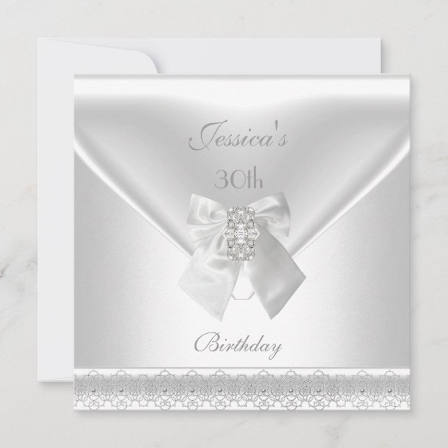 Invitation blanche pour une fête d'anniversaire 30 (Devant)