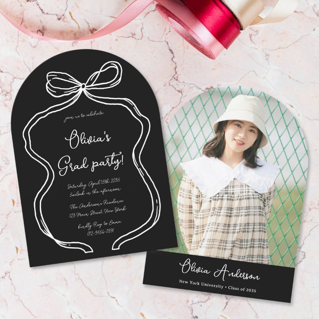 Invitation Blancs à la main dessinée Bow Photo Arch Party (Créateur téléchargé)