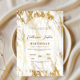Invitation Blancs et or Elegant Luxe Marbre chic