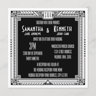 Invitation Blancs et toute couleur Grand Mariage Art Déco Gat