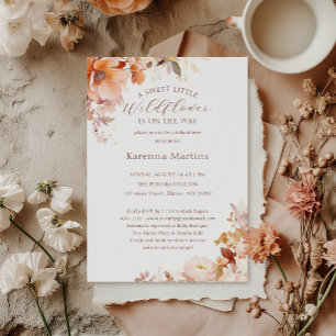 Invitation Blancs Floral Automne Petit Baby shower Fleur sauv