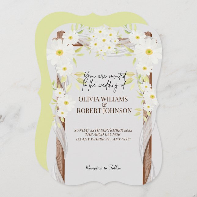 Invitation Blancs joyeux Floral Simple Aquarelle (Devant / Derrière)