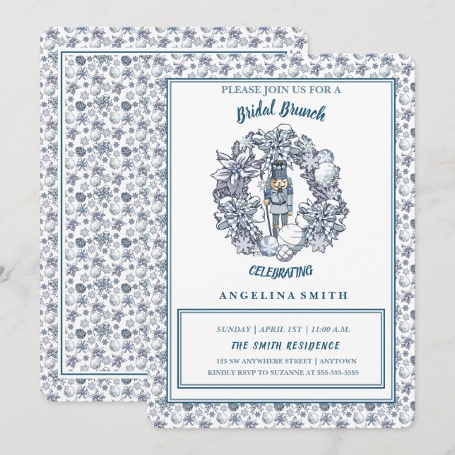 Invitation Blancs Noisette Noisette Feu de Brève Brunch (Devant / Derrière)