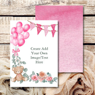 Invitation Blank Ajouter Votre Propre Oh Baby Girl Balloon Eu