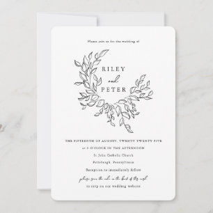 Invitation Blason Botanique Élégant avec Code RSVP Mariage