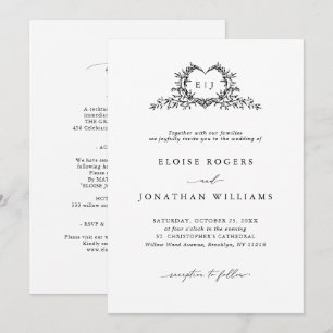 Invitation Blason Calligraphié Mariage Chic Minimaliste Moder