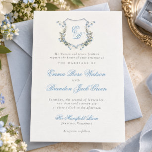 Invitation Blason de monogramme floral élégant pour mariage f
