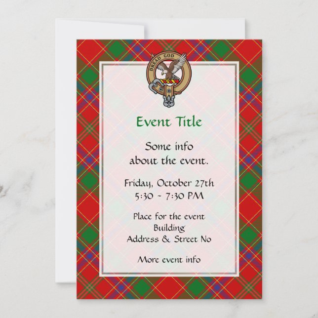 Invitation Blason du clan Munro sur tartan (Devant)