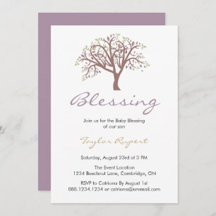 Invitation Blessure Whimsical Purple Tree Bébé