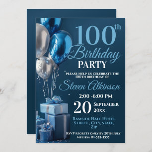 Invitation Bleu 100e anniversaire des dons de ballons