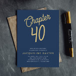 Invitation Bleu 40e anniversaire Gold Script 40 Anniversaire<br><div class="desc">Faites de leur 40ème anniversaire une fête à retenir en envoyant des invitations à des scripts bleu et or étonnants. Ces luxueux invitations ne manqueront pas d'impressionner, avec un arrière - plan bleu moderne et des lettres en or. Parfaites pour une soirée élégante de fête, ces invitations donneront le ton...</div>