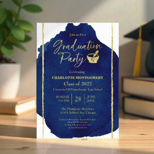 Invitation Bleu Abstrait Pharmacy School Graduation Party