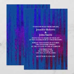 Invitation Bleu Abstrait violet Artsy Elegant Boho Mariage