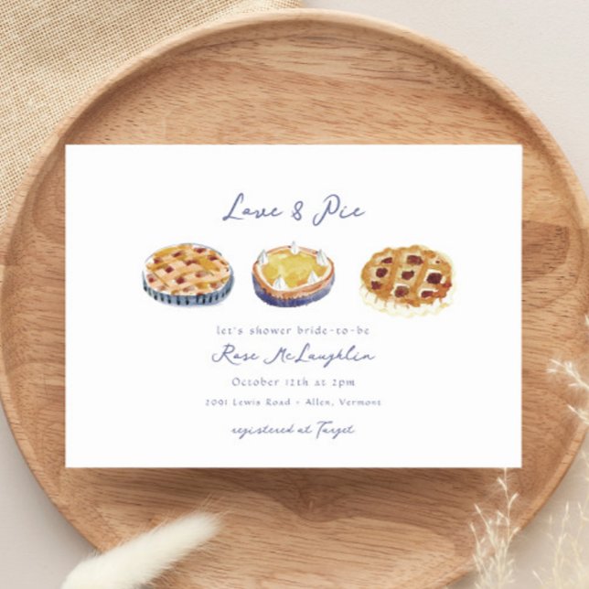 Invitation Bleu amour et à la main à la tarte Fête des mariée (Créateur téléchargé)
