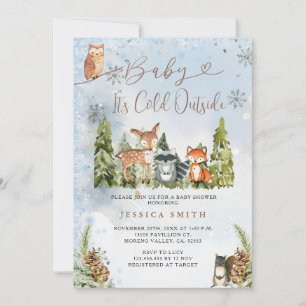 Invitation Bleu Animaux d'hiver Baby shower pour garçons de b