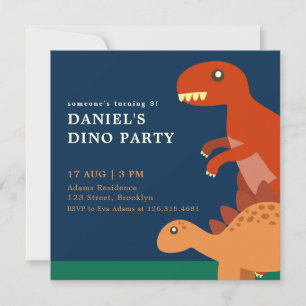 Invitation Bleu Anniversaire Enfants Dinosaur Anniversaire Fê