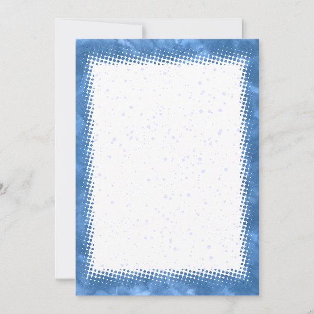 Invitation Bleu Aquarelle Bordure Vide Texte personnalisé (Devant)