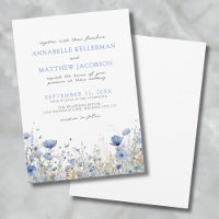 Bleu Aquarelle Fleurie Mariage Fleur de Bleuet