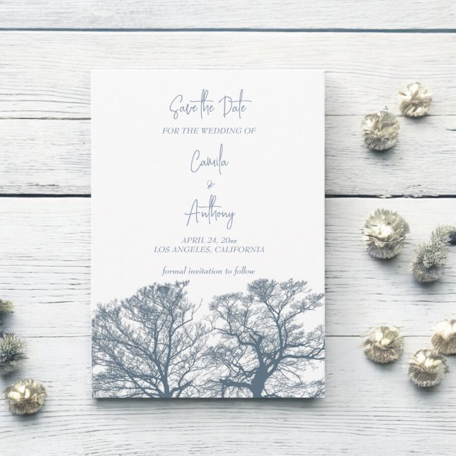 Invitation Bleu Arbres du fond Mariage de Boho Tropical (Créateur téléchargé)