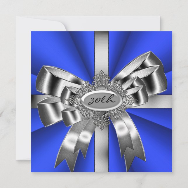 Invitation Bleu Arc Argenté 30ème Bijou Noir Blanc 2 (Devant)