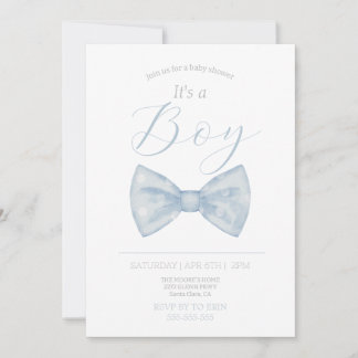 Invitation Bleu arc cravate c'est garçon baby shower invitati