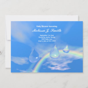 Invitation Bleu arc-en-ciel gouttes pour Baby shower garçon